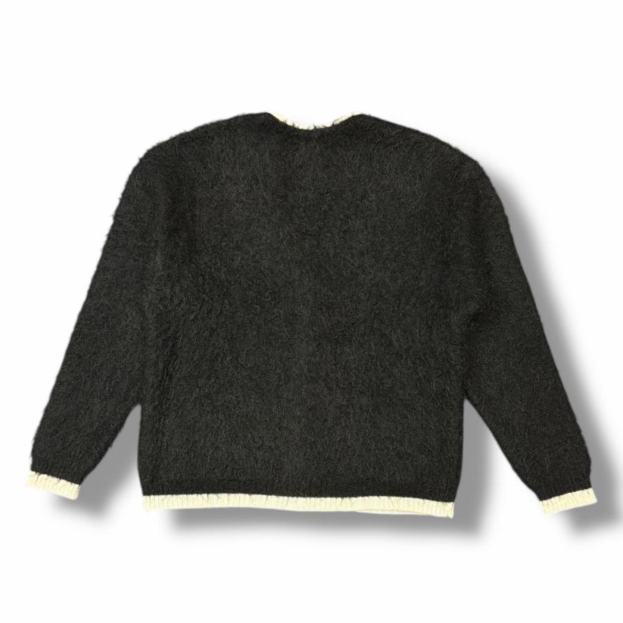 SAINT MICHAEL 25AW KNIT CARDIGAN/TRIM / BLK モヘア混 ニット