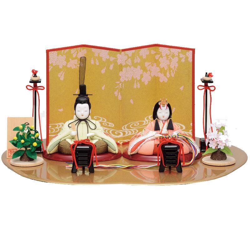 一秀 雛人形 コンパクト 木目込み 親王飾り さくらさくら C-125 : 祭
