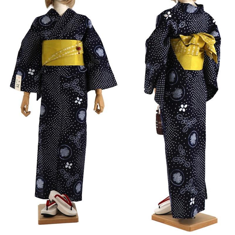 浴衣 有松 鳴海 手絞り 数量限定 特別価格 花としゃぼん玉 濃紺 有松