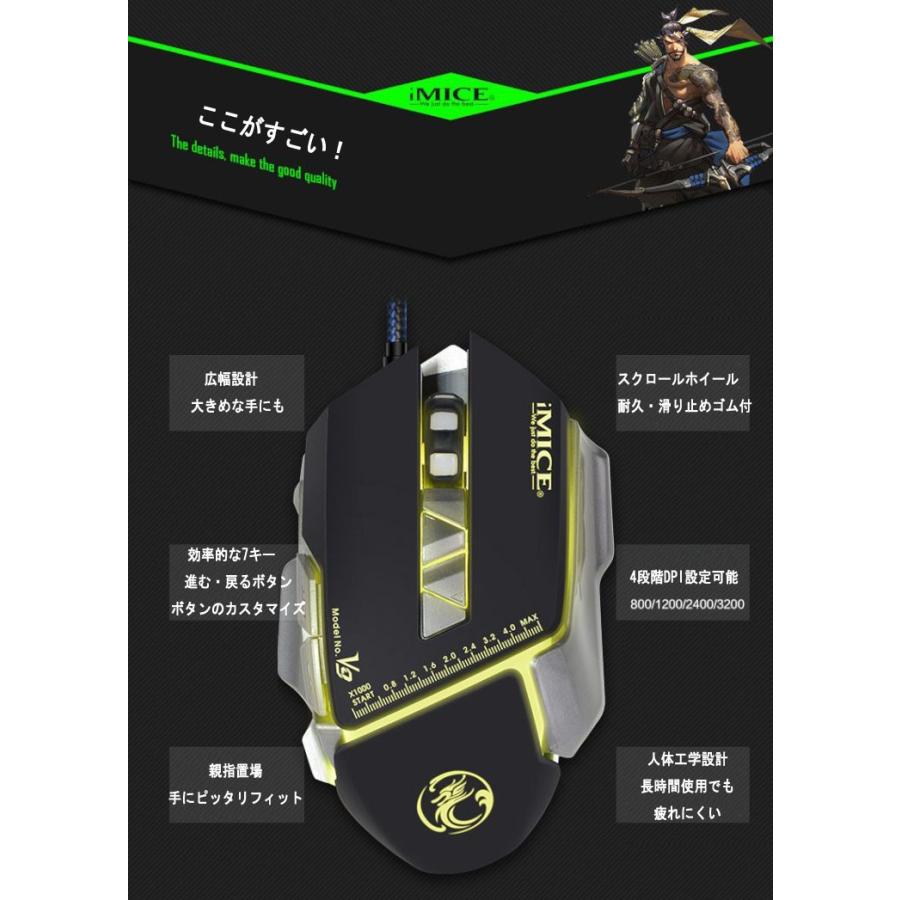 ゲーミングマウス 高解像度 マウス 7ボタン LED 有線 ゲームマウス