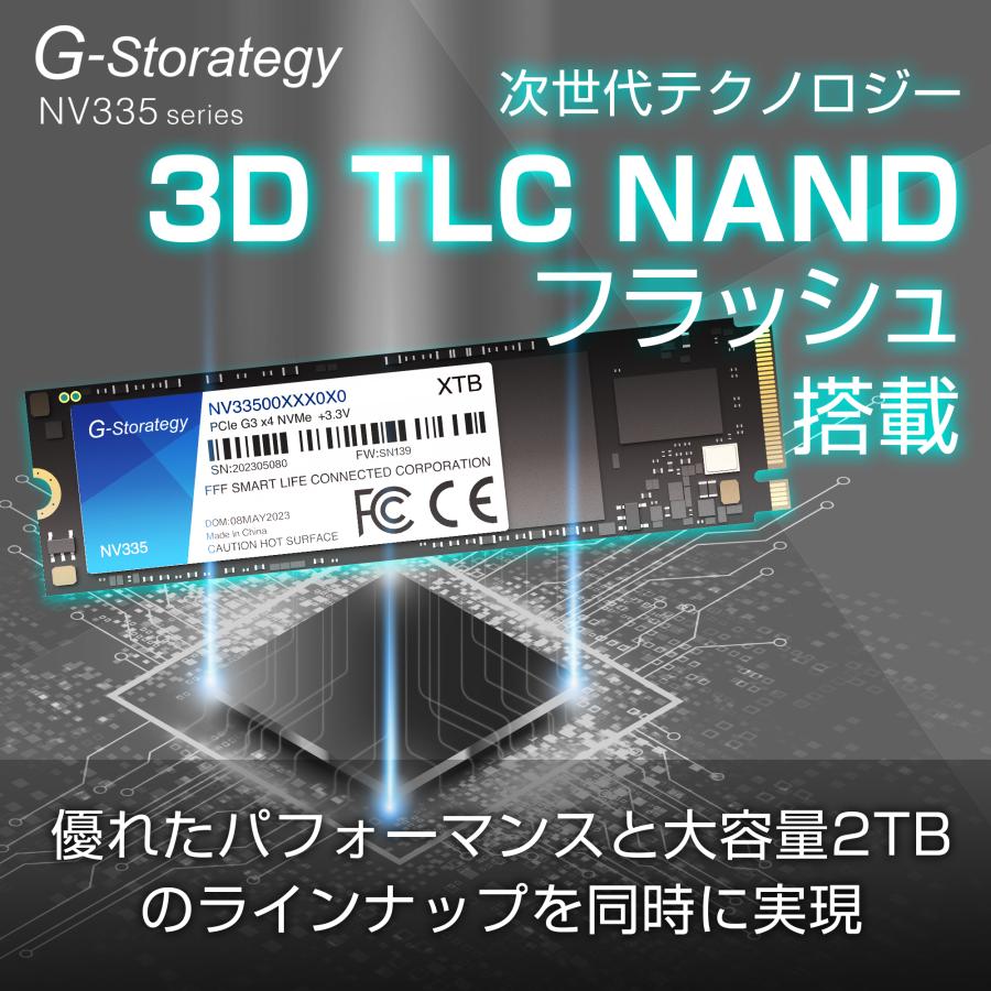 SSD 2TB 内蔵 M.2 TLC NAND 増設 読み取り3418MB/s 書き込み3075MB/s