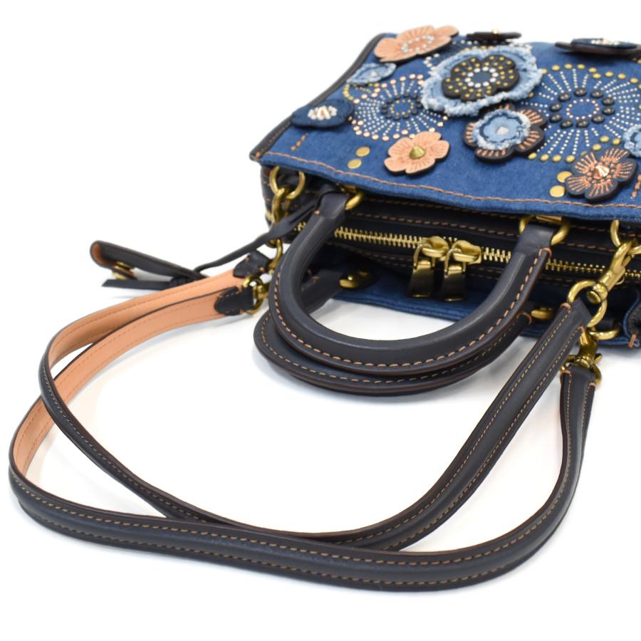 COACH（コーチ） 新品同様 デニム アンド レザー ティーローズ