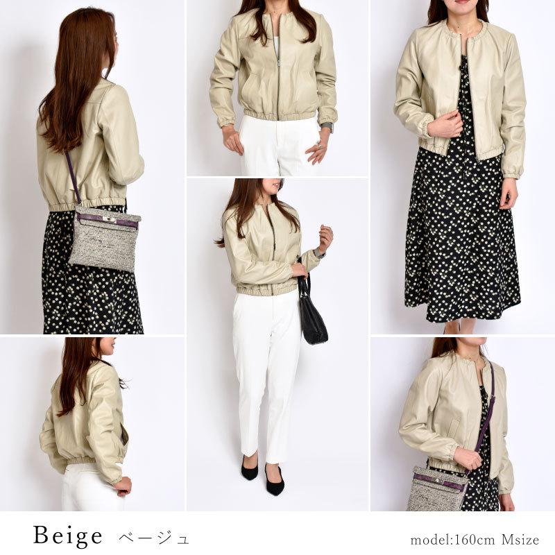 MGSABLE 本革 ジャケット レディース ラムレザー ノーカラー ブルゾン