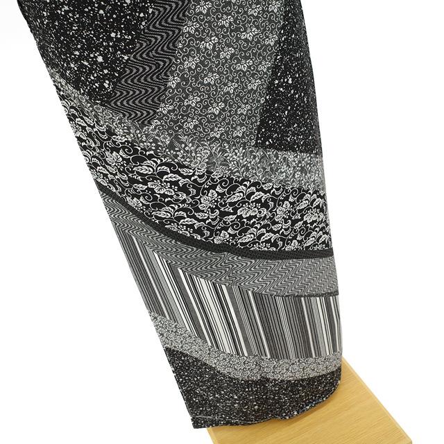 手染め 訪問着 着物 正絹 袷 たたき染め 黒 寄せ柄 春 秋 冬 未使用