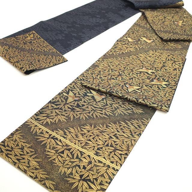 袋帯 フォーマル 正絹 京都 西陣 となみ織物 となみ帯 金糸 黒地 黒金