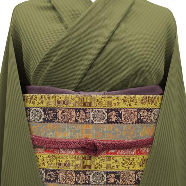 龍村美術織物 開き 名古屋帯 京袋帯 たつむら 正絹 赤 黄 深紫 紅牙瑞