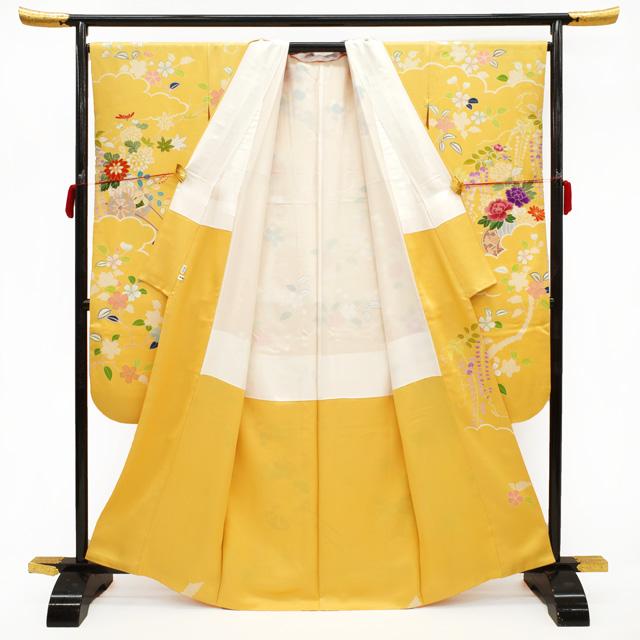 振袖 長襦袢 セット 千總 高島屋 扱い 重ね衿付き 黄色地 花古典 金駒