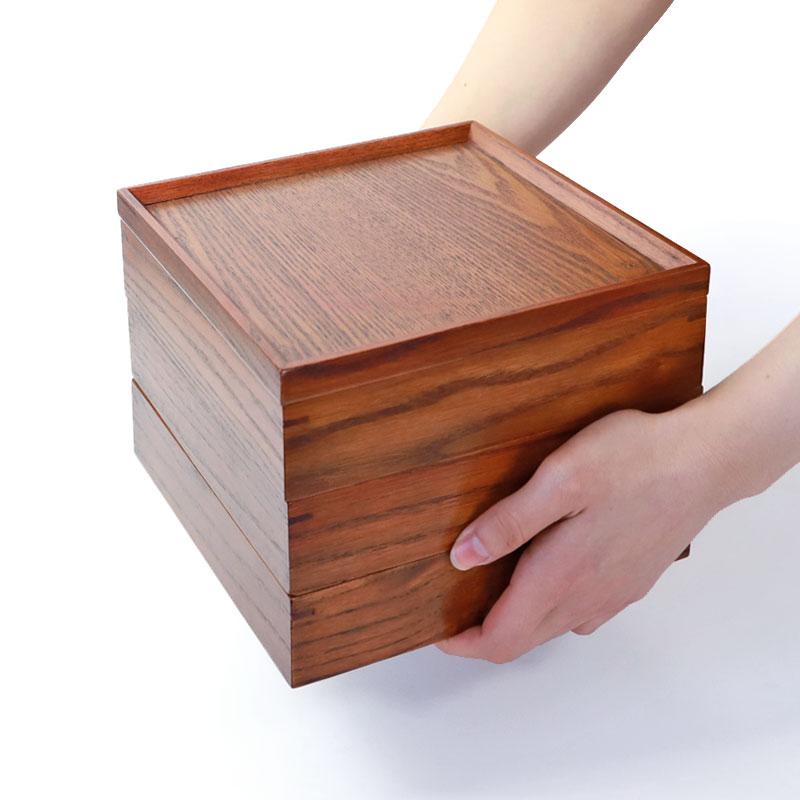 みよし漆器本舗 天然木製 三段重箱 6.5寸 20cm 漆塗り 3つ 仕切り付き