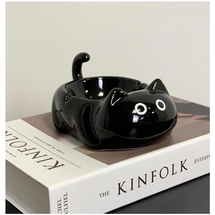 灰皿 ネコ型 陶器 アッシュトレイ 喫煙具 吸い殻入れ タバコ置き