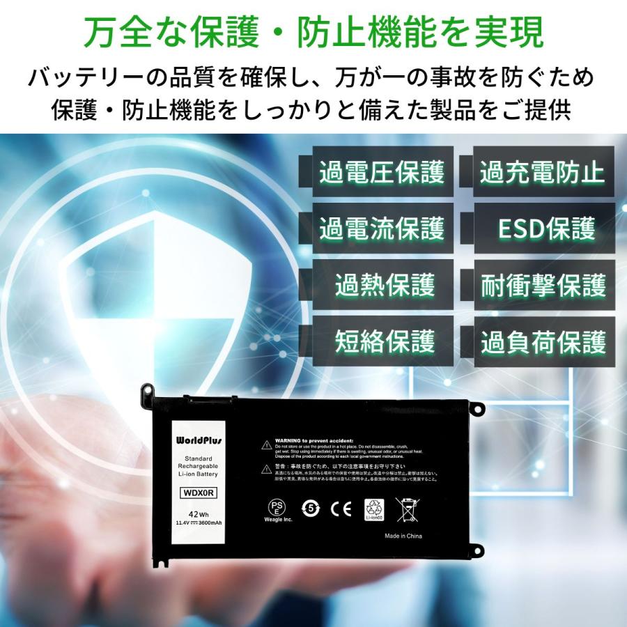 DELL（デル） WorldPlus Dell WDX0R 交換バッテリー Inspiron 13 14 15