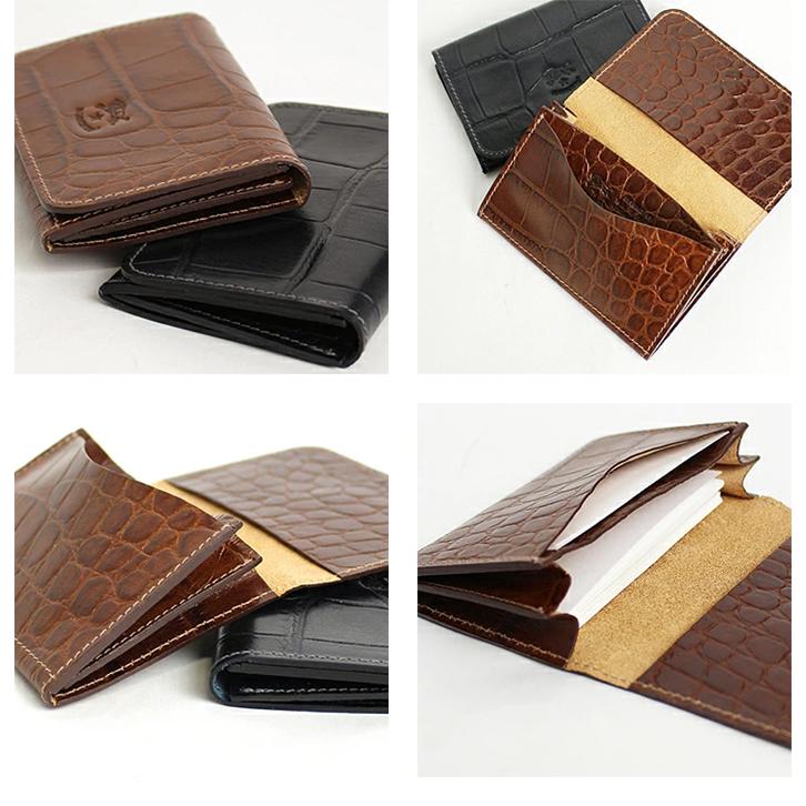 IL BISONTE（イルビゾンテ） カードケース クロコエンボスドレザー二
