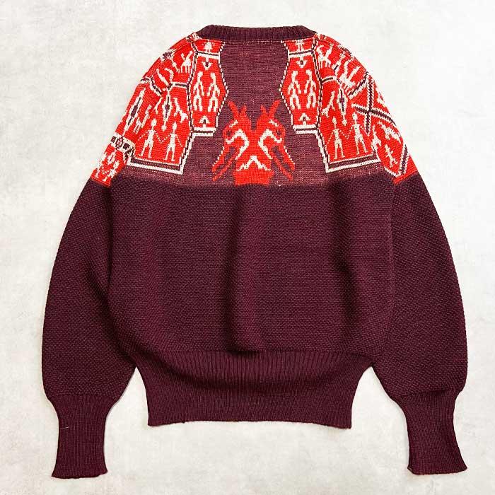 VINTAGE 40's RUGBY KNITTING MILLS Wool Sweater BURGUNDY RED