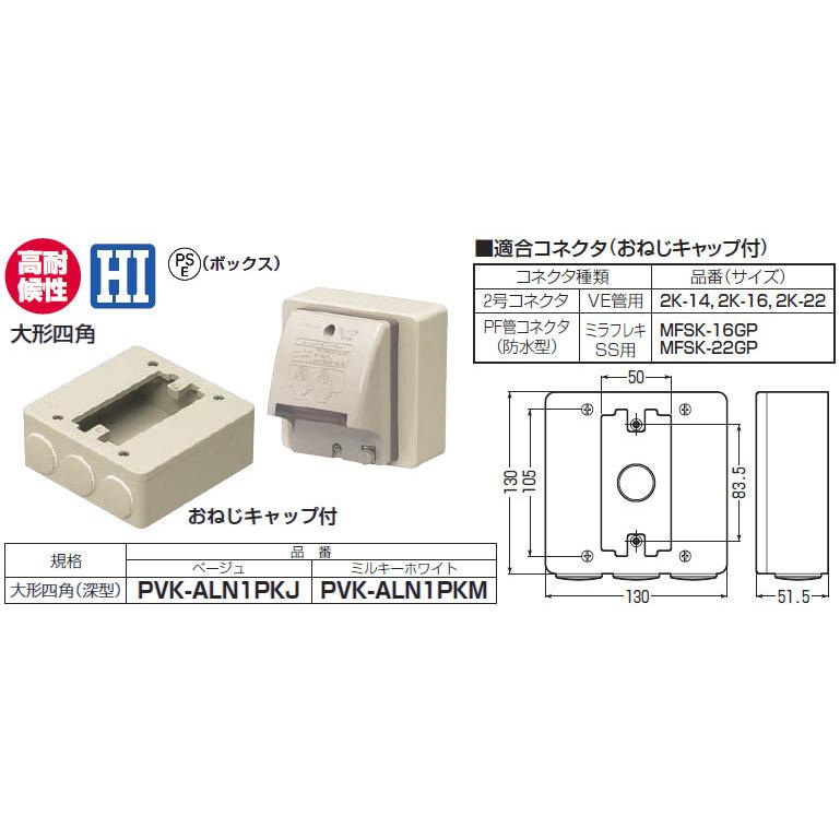 PVK-ALN1PKJ 未来工業 PVKボックス(器具用、ベージュ) : タロトデンキ