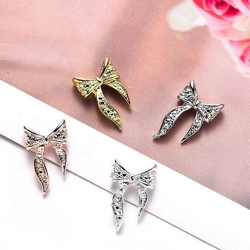 りぼん パーツ リボン ネイル 全4色 ビジュー シルバー ゴールド