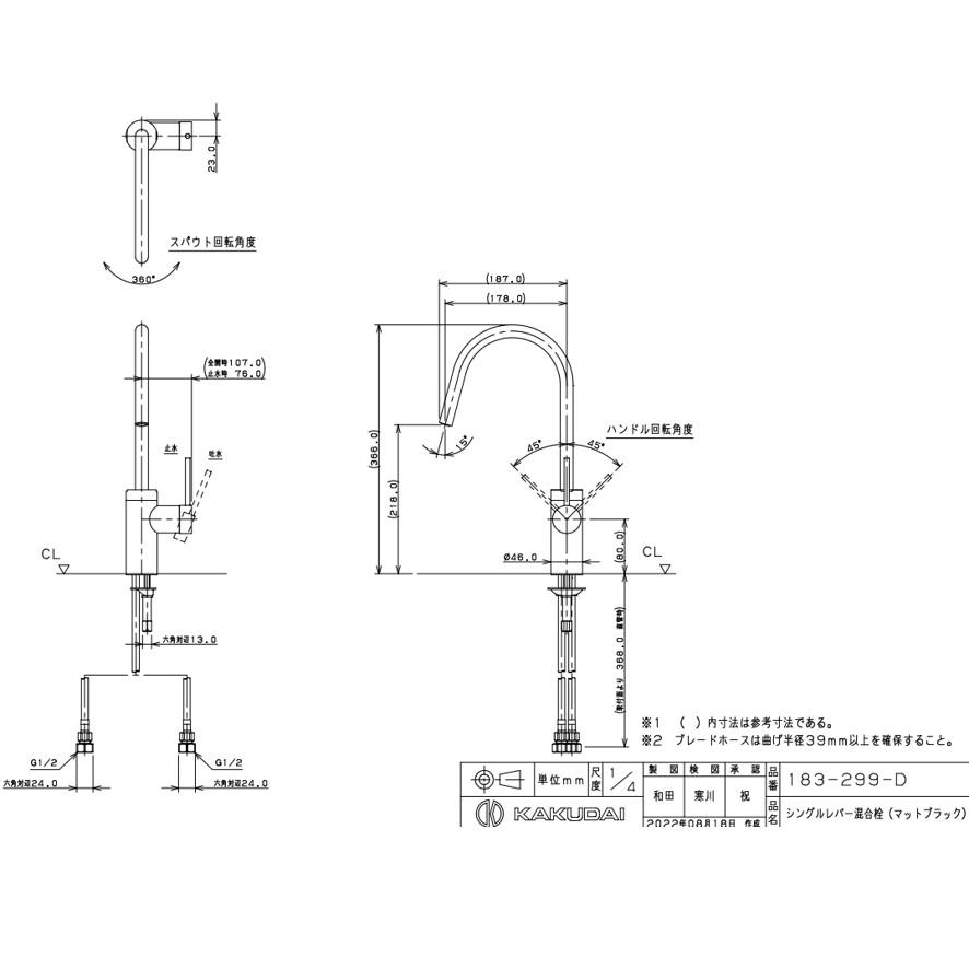 カクダイ（KAKUDAI） 183-299 シングルレバー混合栓 取付穴径32〜35