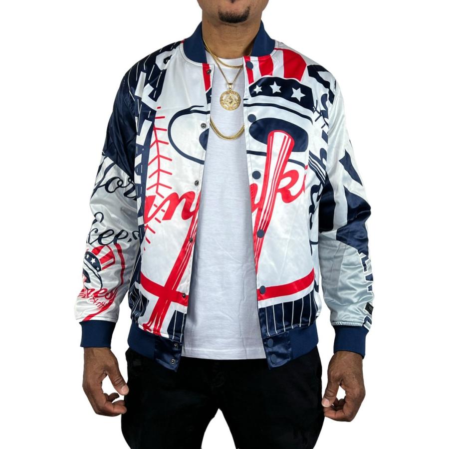 ニューヨーク ヤンキース サテン ジャケット スタジャン YANKEES NY