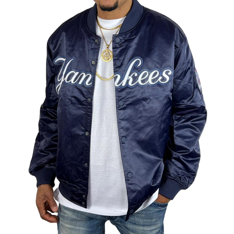 ニューヨーク ヤンキース サテン ジャケット スタジャン YANKEES