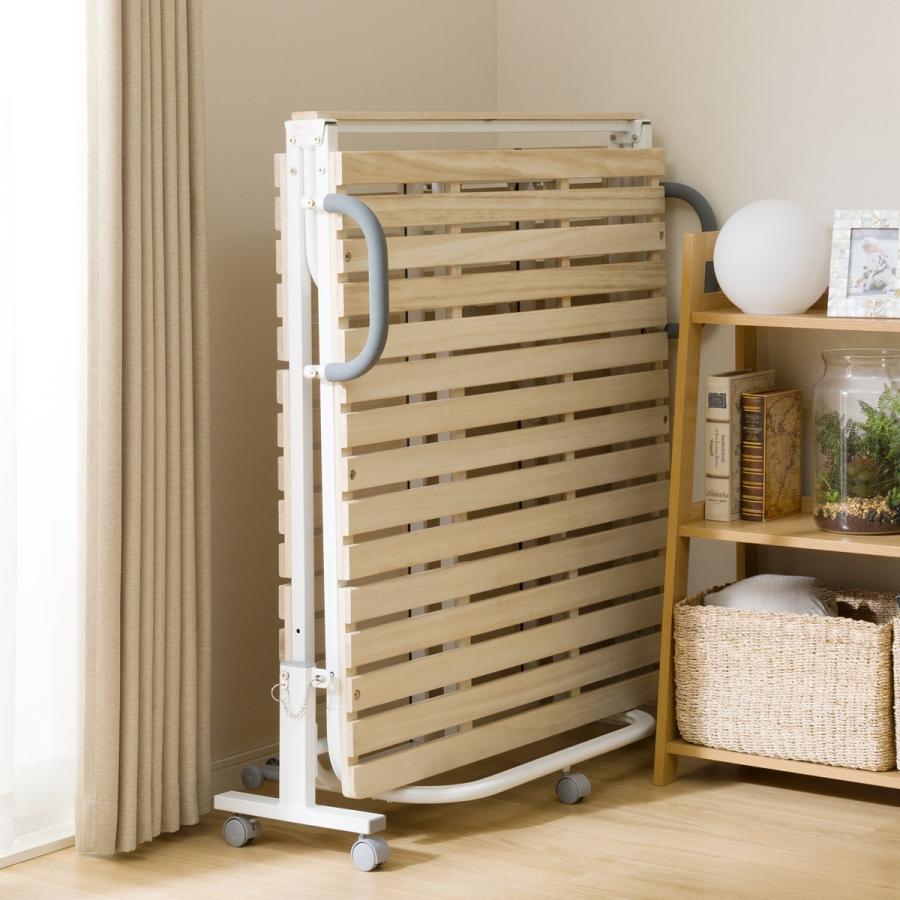 ニトリ（NITORI） シングル 折りたたみ桐すのこパイプベッド (BLNC