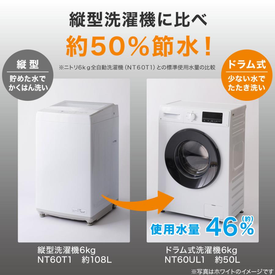 ニトリ（NITORI） 6kgスリムドラム式洗濯機（乾燥なし） (ND60UL1