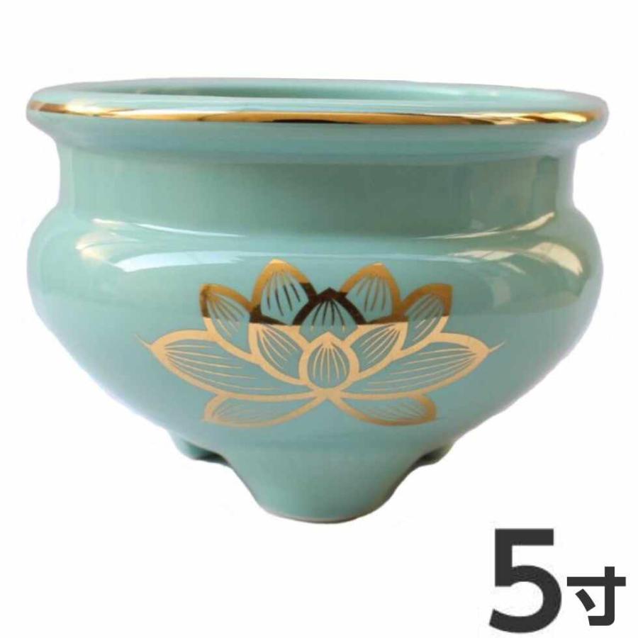 青磁 上金ハス 5寸香炉 陶器 直径15cm : 二宮仏壇 - 通販 - Yahoo