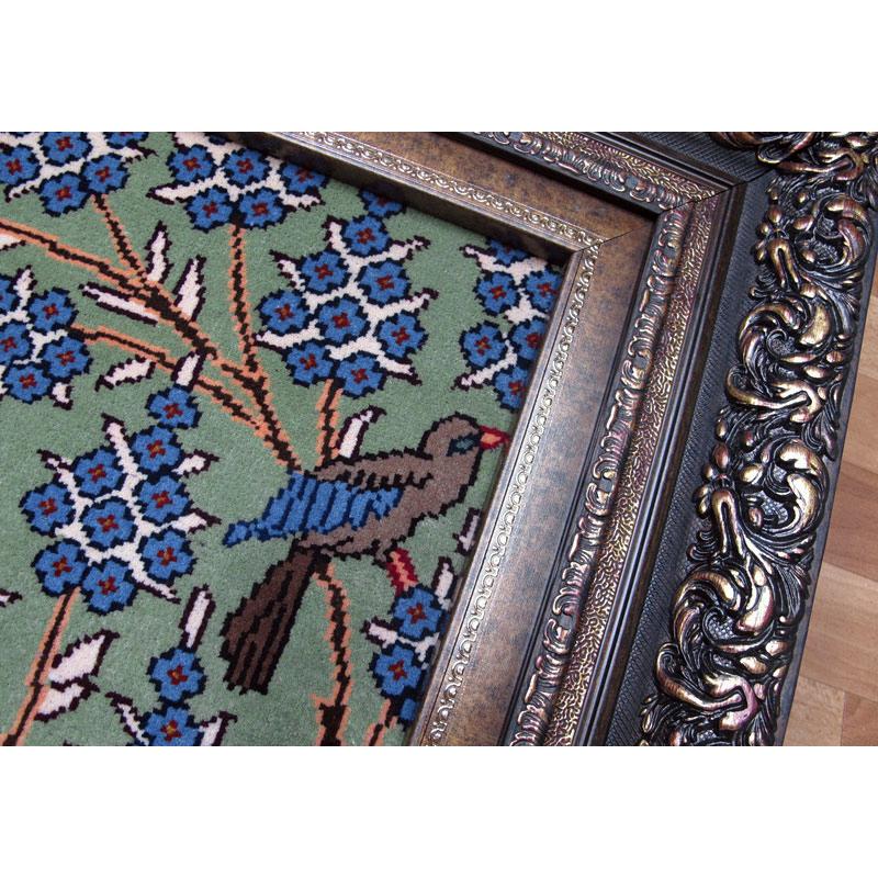 絵画・ペルシャ絨毯 イラン じゅうたん・カシュマール産 122×91cm（額