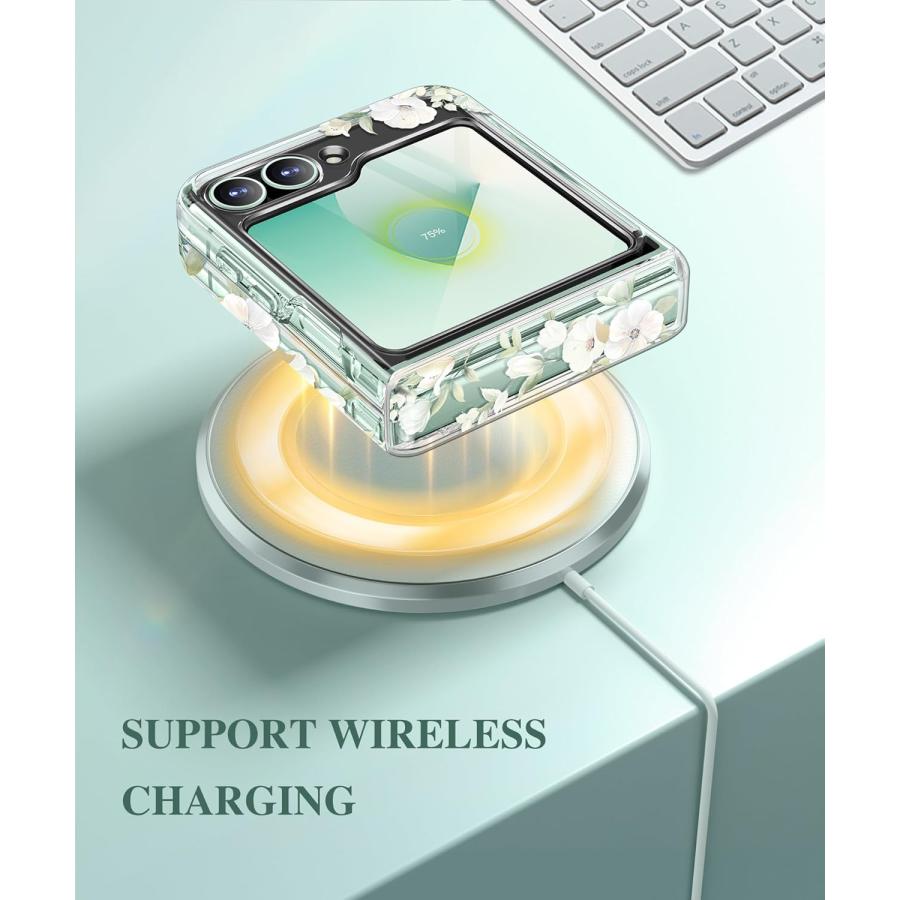 ギャラクシーGalaxy Z Flip6 TPU 花柄 クリア シンプル 全面保護