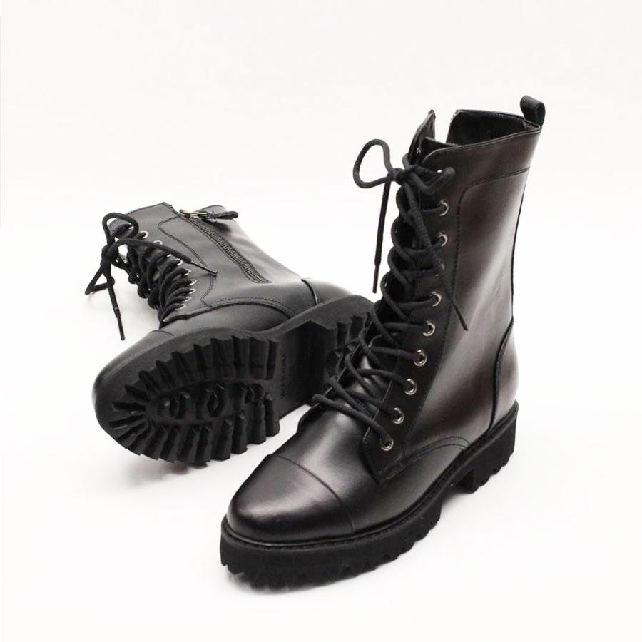 ミドルブーツ 本革 レースアップショートブーツ レースアップブーツ
