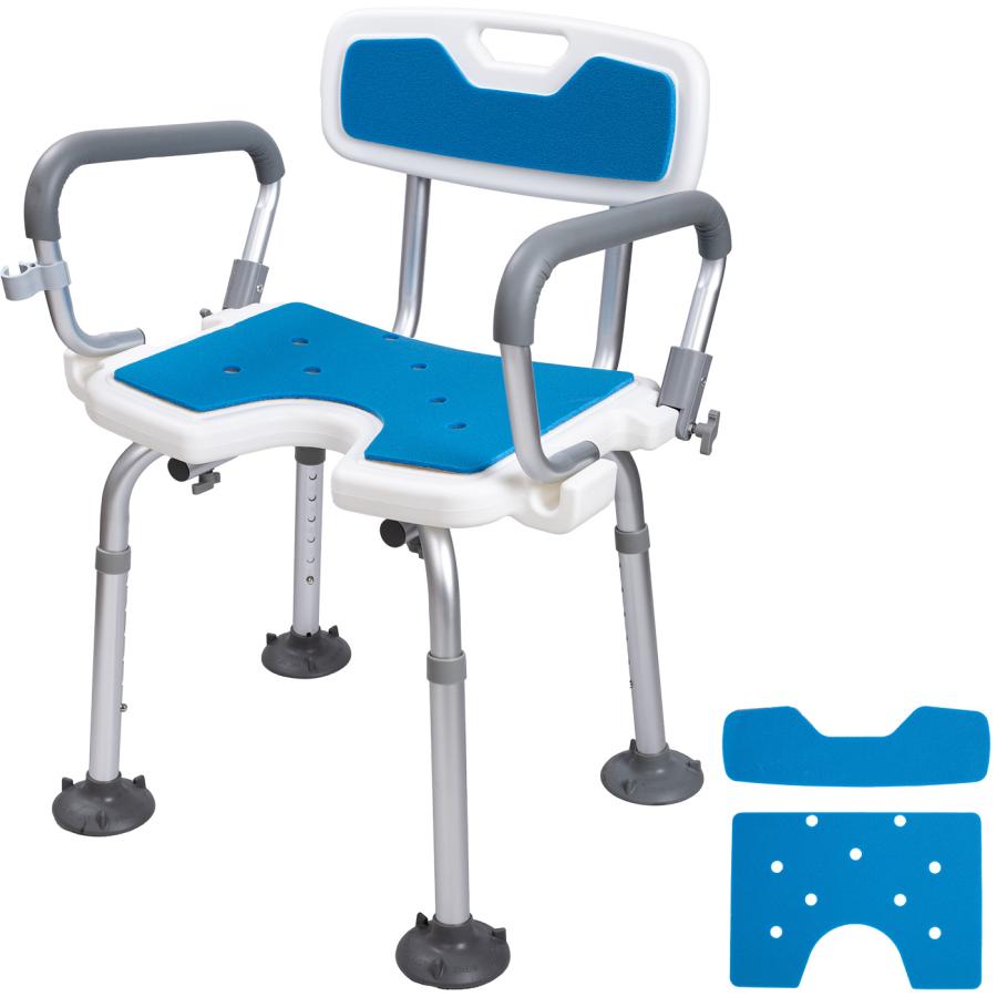 シャワーチェア 介護 肘付き 背もたれ付 6段階高さ調節 バスチェア 耐