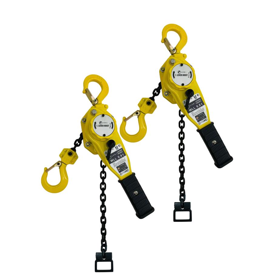 新 三方良し 2台セット イエロー 軽量化小型 レバーホイスト 800kg 0.8