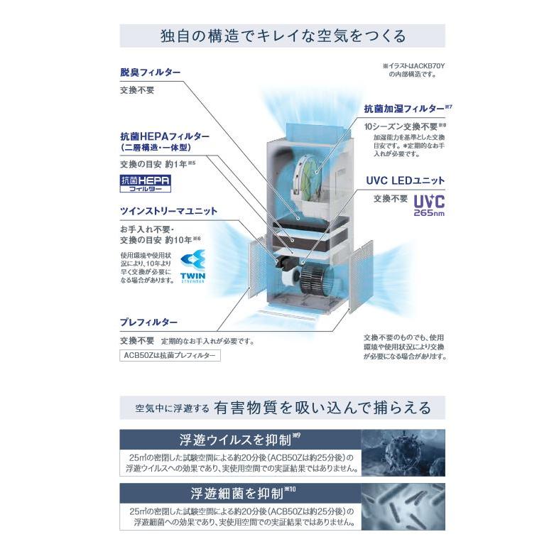 ACB50Z-S]ダイキン UVストリーマ空気清浄機 適用畳数22畳 PM2.5対応