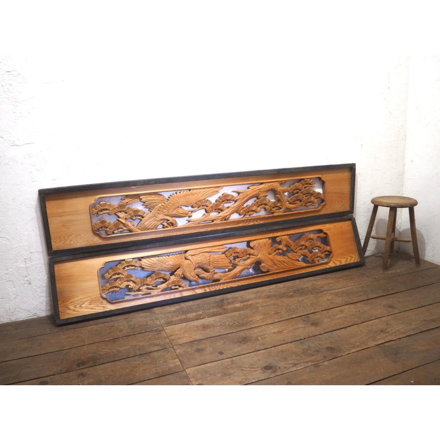 タV0093◇【H33cm×W185cm】×2枚◇アンティーク◇分厚い木彫りデザイン