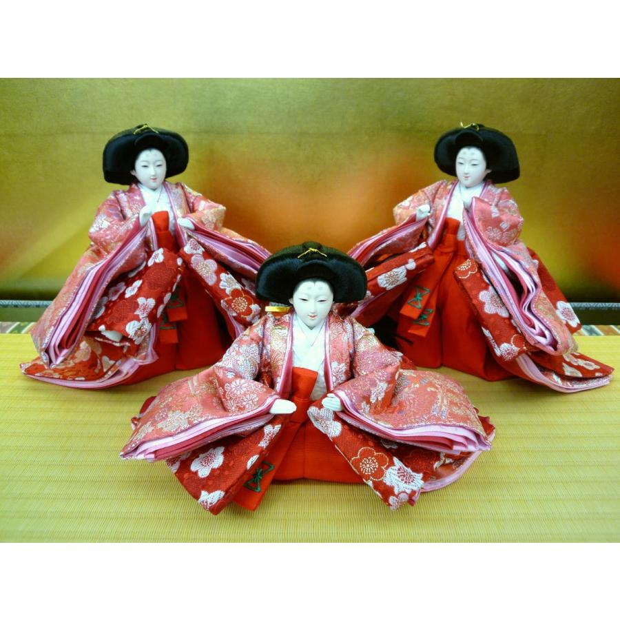 ひな人形3人官女単品☆中〜中の小サイズ☆小三五52(小道具付き