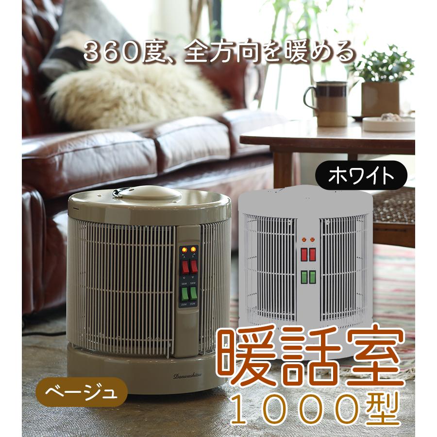 暖話室 1000型 ベージュ ホワイト 250/500/750/1000W(4段階切替) 小