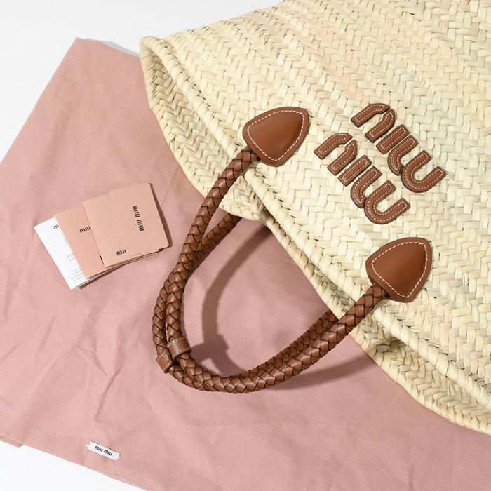 miu miu（ミュウミュウ） かごバッグ バッグ ストロー 鞄 バルメット