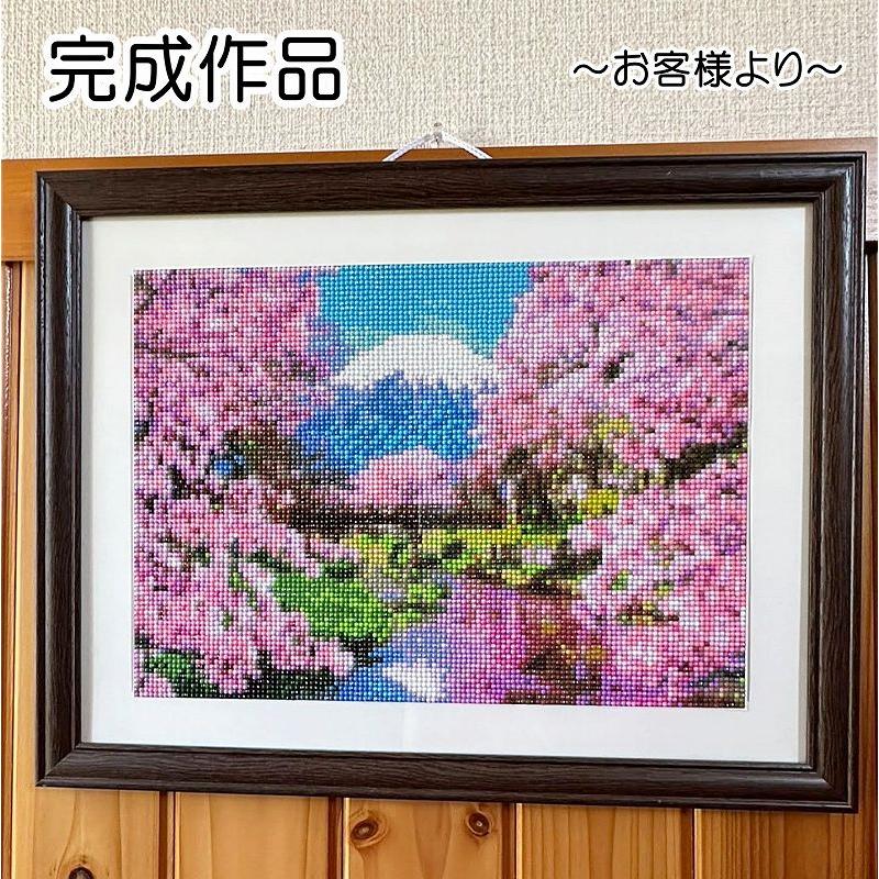 ダイヤモンドアート 富士山 桜 日本 和風 川 美しい風景 ダイアモンド