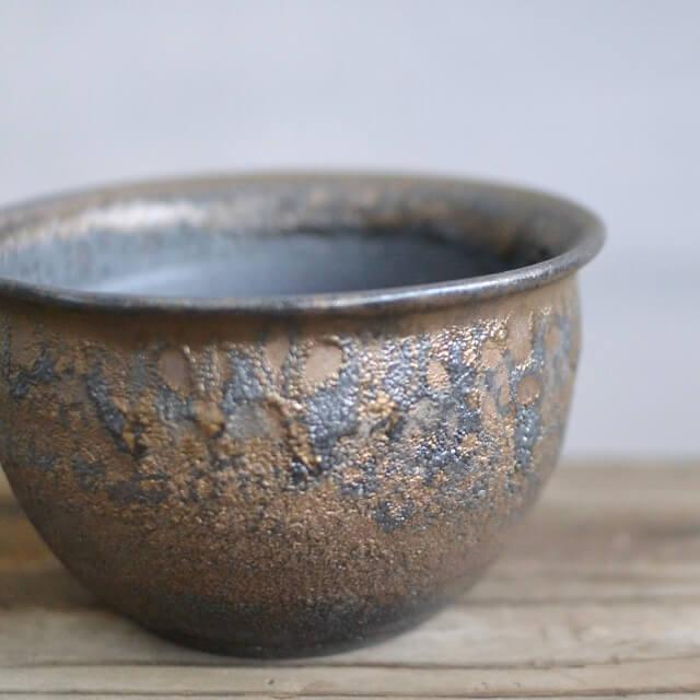 KAMIYAMA GOLD YOUHEN POT【金窯変 丸鉢 4号】ROUND TYPE 13cm×8cm