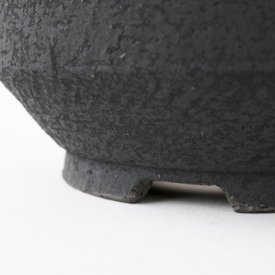 KAMIYAMA 黒鉄釉【中深エン付-L-】φ14.5cm×H10cm 5号 植木鉢 陶器
