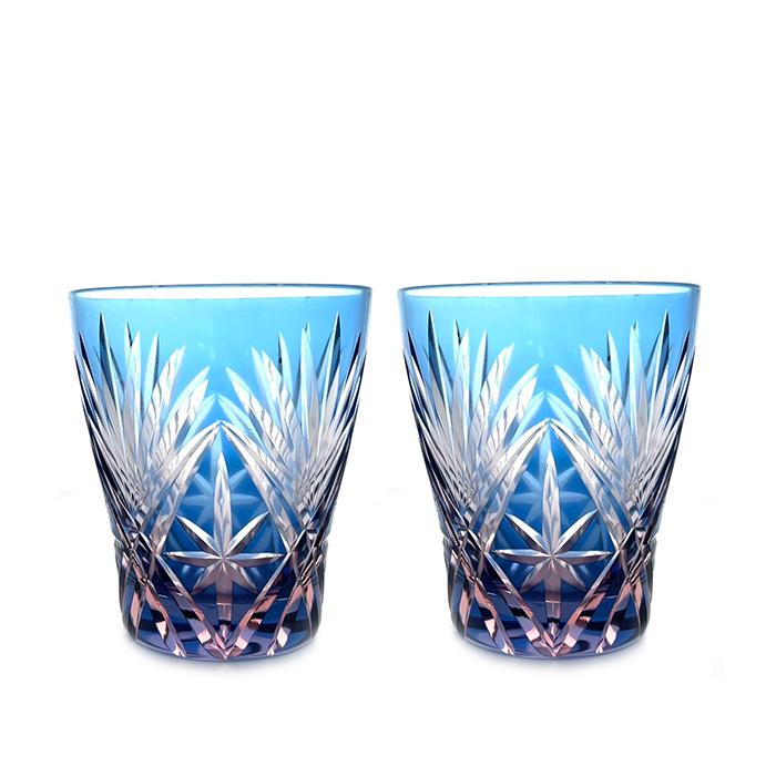 江戸切子 ミニオールド ペア 剣菱星文様 彩鳳 M-8586-2BP 日本製 伝統