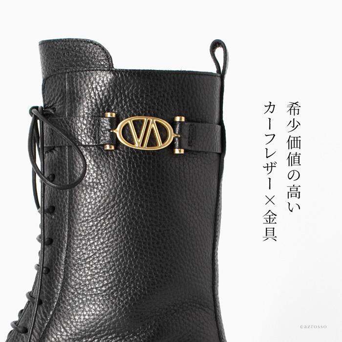 イタリア製 レディース 編み上げ ショートブーツ レースアップ ミドル