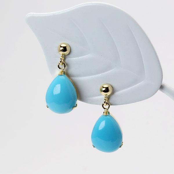 ターコイズ ピアス トルコ石ピアス スタッドピアス ペアシェイプ 涙型
