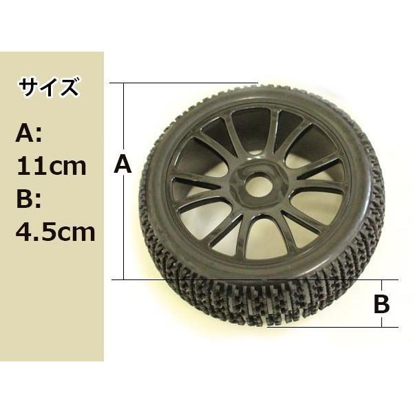 1/8 バギー用 オンロード用 ブラック Yスポークホイル タイヤセット 4