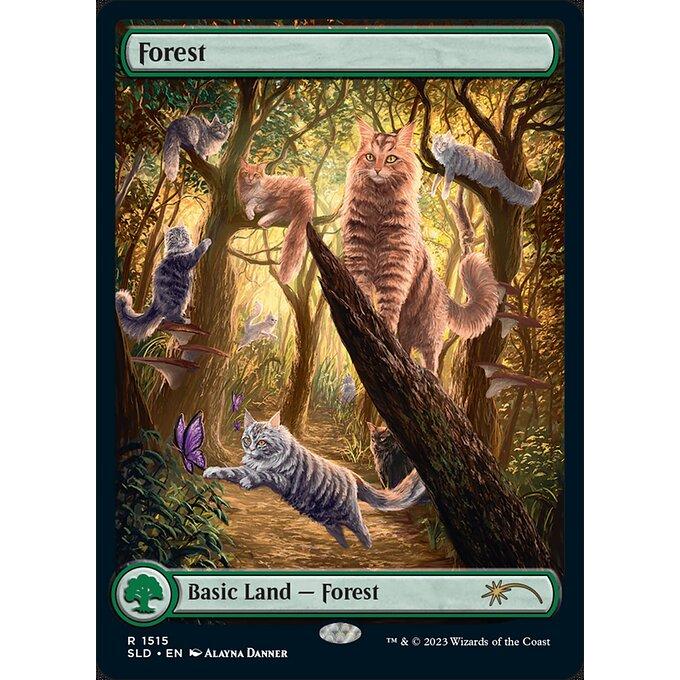 MTG □土地/英語版□ (1515)《森/Forest》☆FOIL☆ Raining Cats and