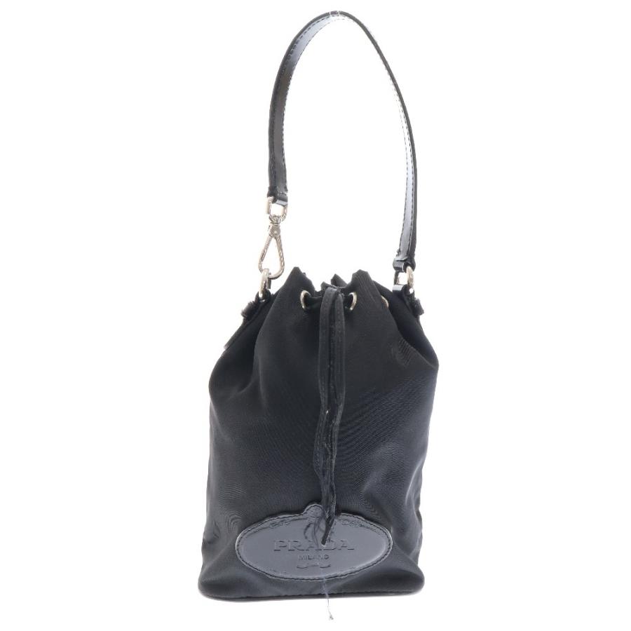 PRADA（プラダ） テスート レザービッグロゴナイロン巾着ハンドバッグ