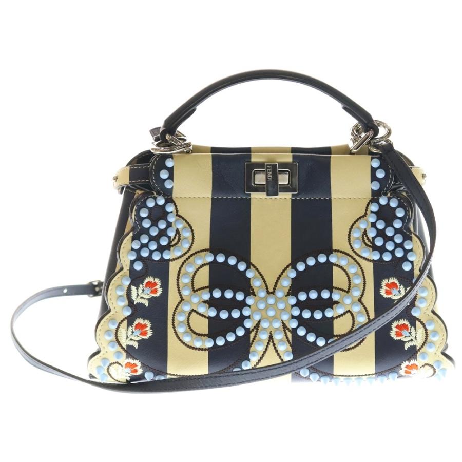 FENDI（フェンディ） ピーカブーミニ 2WAY フラワー刺繍 スタッズ