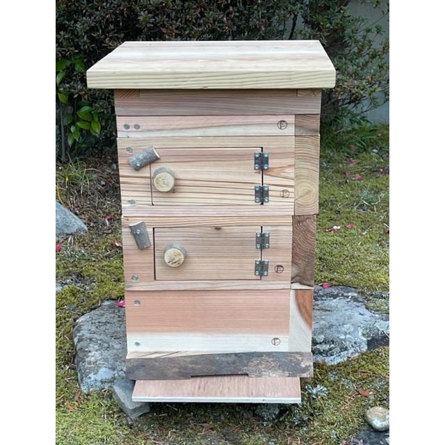 日本蜜蜂重箱式巣箱（自然入居＆営巣実績有・中古）6段・すのこ/底板