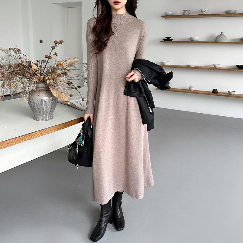 ワンピース ハイネック ニットワンピース ロングワンピース レディース