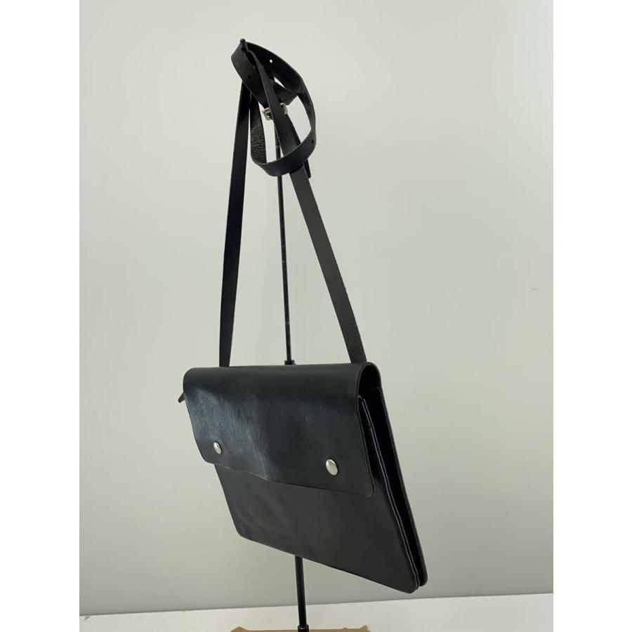 MHL.◇TOUGH LETHER/ショルダーバッグ/レザー/BLK : セカンド