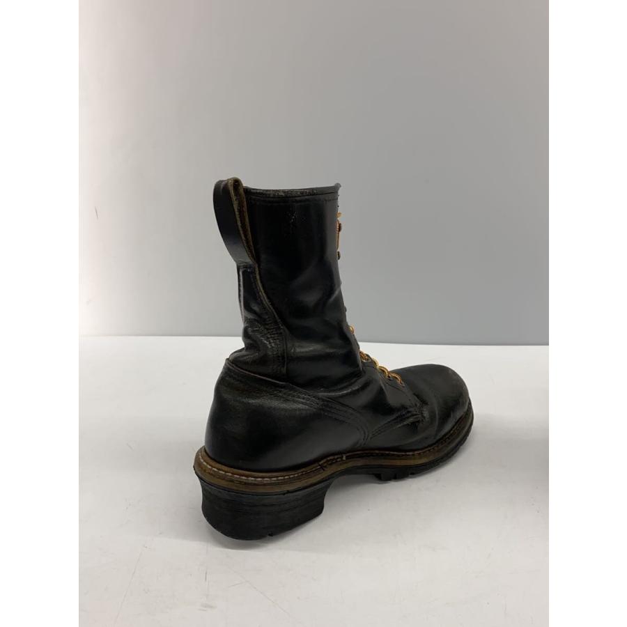 RED WING◇ロガーブーツ/レースアップブーツ/US7.5/BLK/レザー