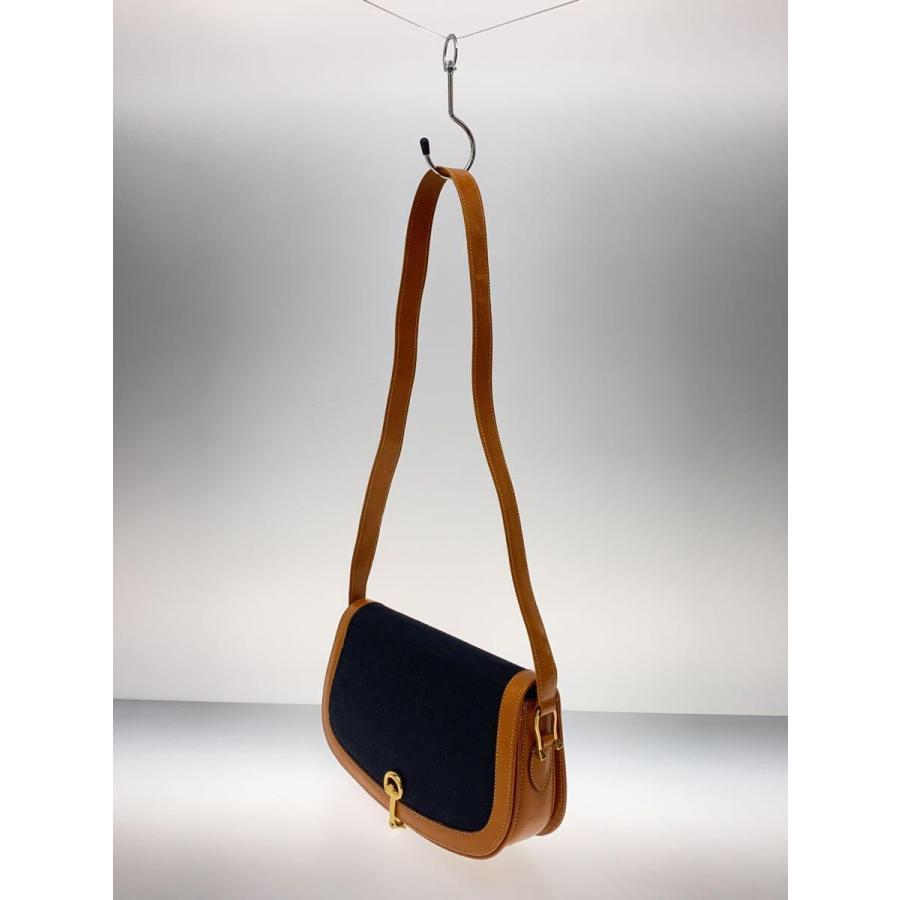 GUCCI◇オールドグッチ/ショルダーバッグ/キャンバス/レザー/NVY/GG