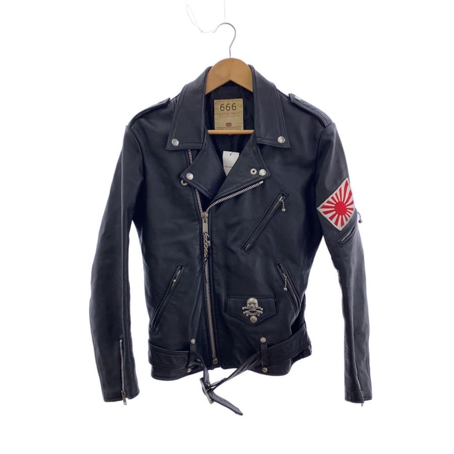 666 Leather Wear◇ダブルライダースジャケット/36/牛革/BLK